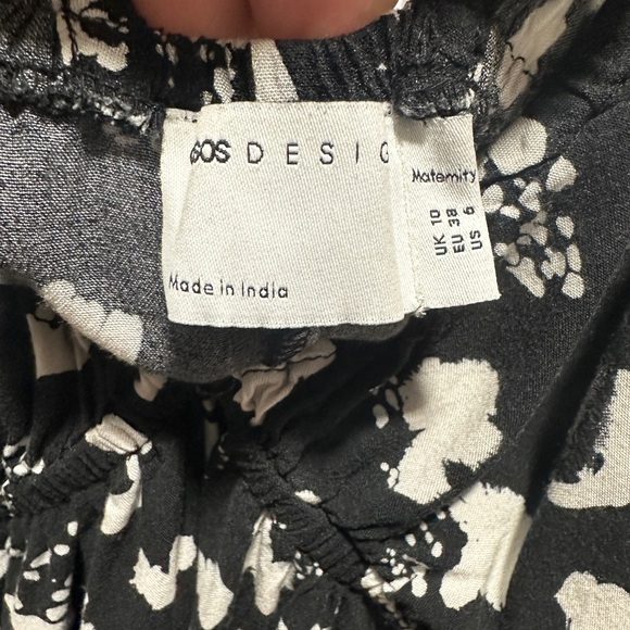 ASOS DESIGN Maternity flutter sleeve maxi beach dress in mono spot print - Picture 8 of 9